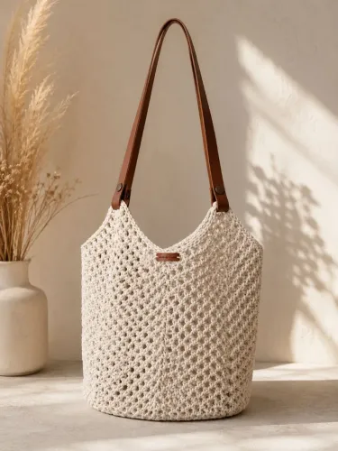 Bolsa de crochê modelo canoa
