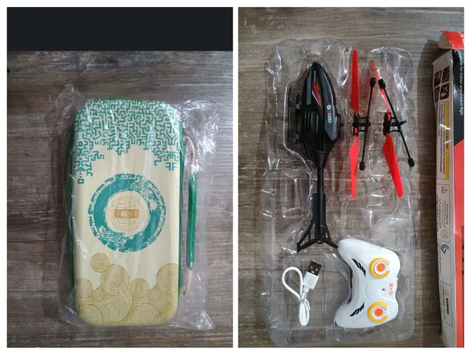 Case Zelda para Nintendo Switch lacrado e Mini helicóptero de controle remoto 