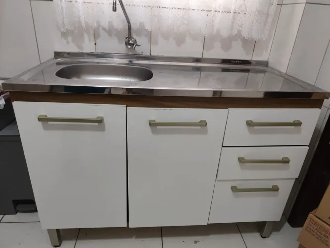 VENDO - Balcão de pia + pia inox 120 cm com tampo - Usados em excelente estado!