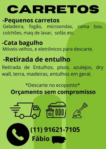 Cata Bagulho,Retirada de Entulhos, Pequenos Carretos