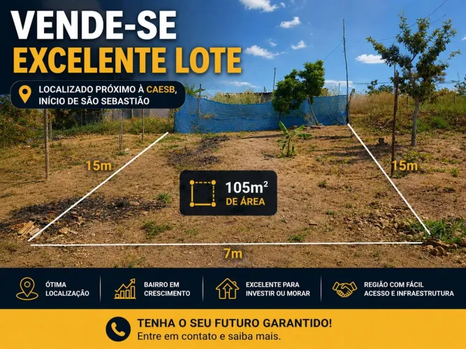 Lote 105m² Próximo à CAESB | Início de São Sebastião | Oportunidade