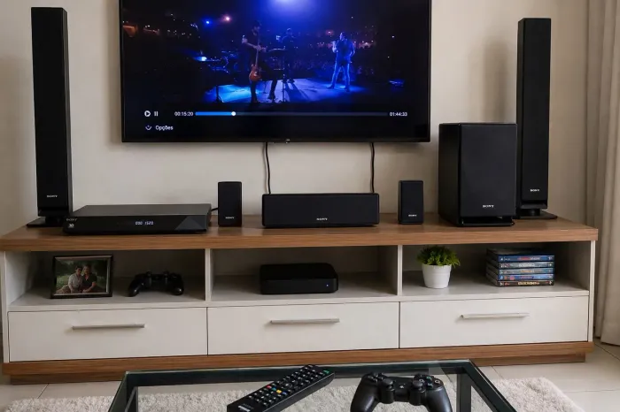 Home Theater Blu-ray 5.1 (5 caixas + subwoofer) 1000W