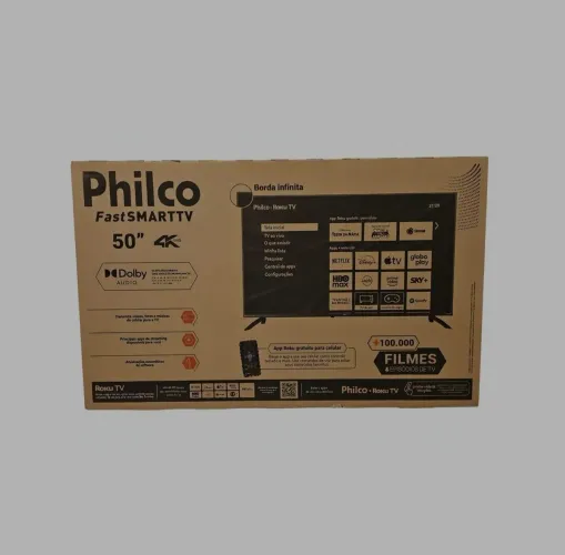 VENDO TV PHILCO 50" 4K UHD ROKU NOVA E LACRADA!