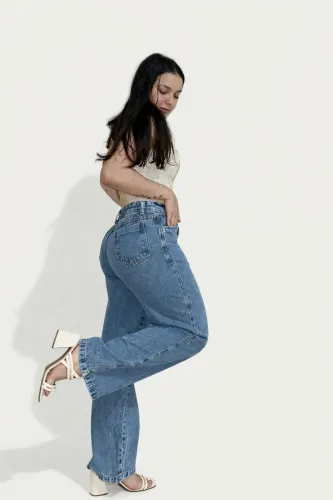 Calça WIDE leg azul marmorizado 