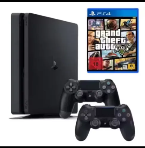 Vendo Ps4 SLIM 1Tera 500gb + jogo +controles - seminovo- aceito troca de iphone.