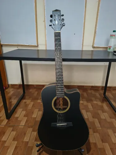 Violão Preto Fosco Phx J White Captação B Band E Afinador C/ Capa
