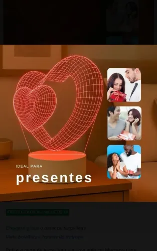 Luminária led corações 