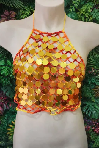 Cropped de Crochê modelo rede para o Carnaval Tam M