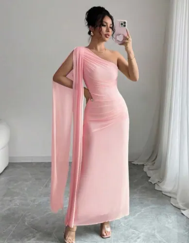 Vestido Shein Rosa Elegante Longo Feminino Tamanho P - Usado 1x