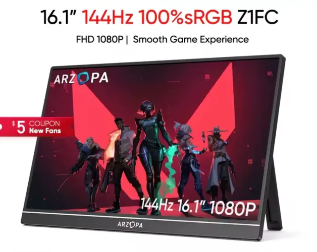 Monitor Arzopa Z1FC 144Hz 16.1? 1080p