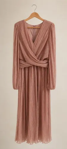 Vestido longo festa plissado