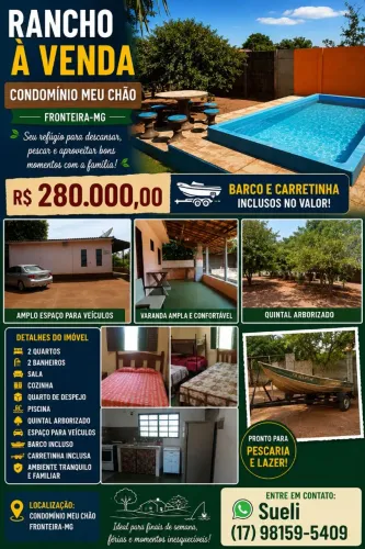 RANCHO À VENDA - CONDOMÍNIO MEU CHÃO | FRONTEIRA-MG