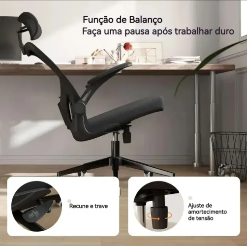 Cadeira escritório ergonômica reclinável.