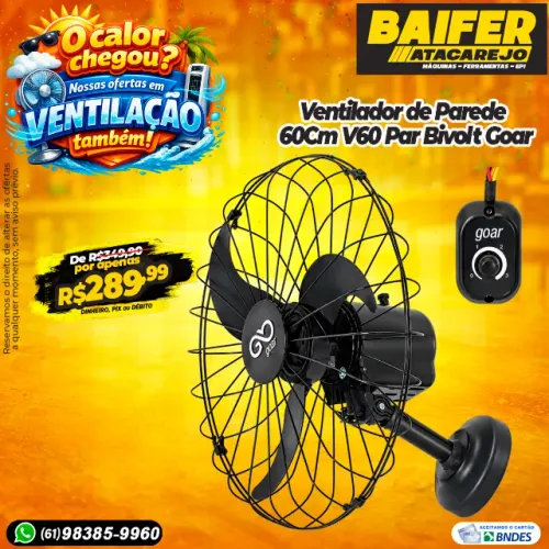 Ventilador de Parede 60Cm V60 Par Bivolt Goar