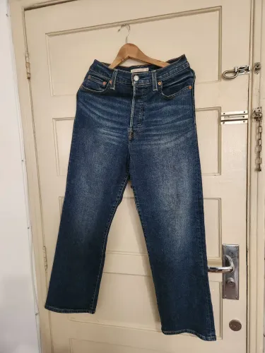 Calça Jeans Feminina Levis Ribcage Straight Ankle, Lavagem Média - Tam 38/40