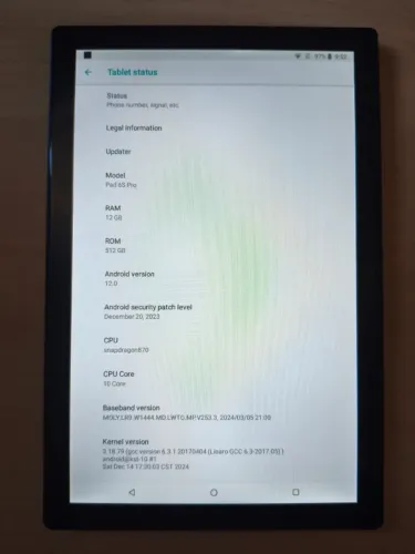 Tablet 10.1 12GB-RAM / 512GB-ROM Snapdragon870