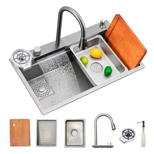 Pia Cuba Gourmet Premium Torneira Cascata Lav.copos Aço Inox