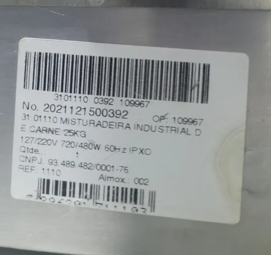 Misturador de carne industrial Malta 25kg