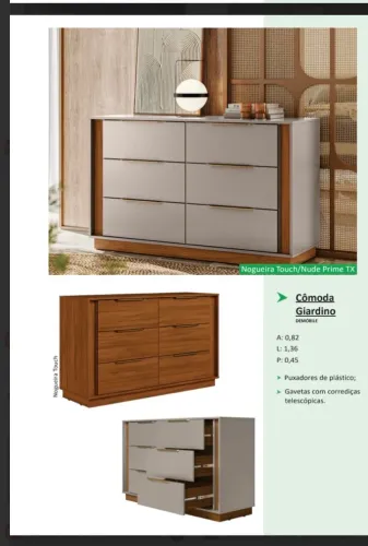 Cômoda Giardino 6 gavetas