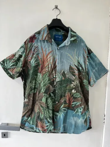 Camisa Manga Curta Docthos Slim Estampa Folhagens