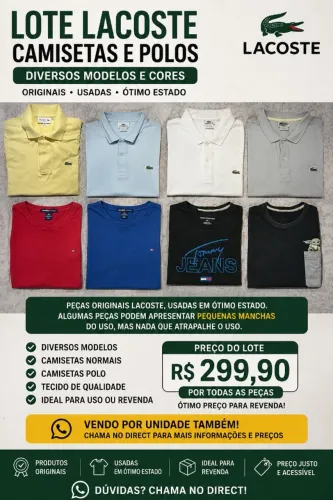 Lote de Camisetas e Polos Masculinas Tamanho Grande