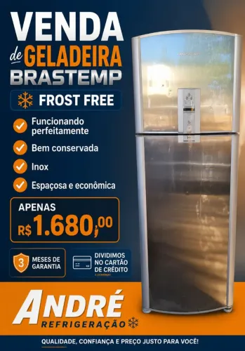 GELADEIRA BRASTEMP INOX FROST FREE 409 LITROS