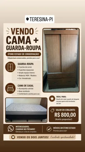 Uma cama e um guarda roupa