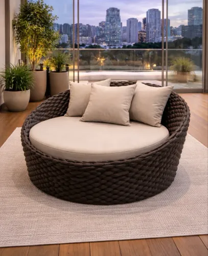 Sofa ostra ou chaise em alumínio com tricô com enchimento 