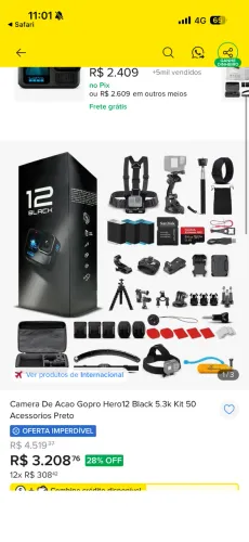 Go pro hero 12 black + acessórios