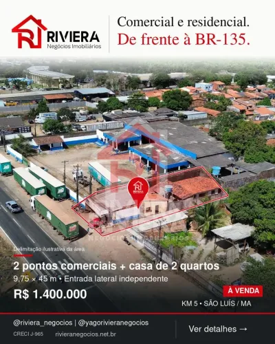 TERRENO COM DOIS IMÓVEIS COMERCIAIS E CASA RESIDENCIAL