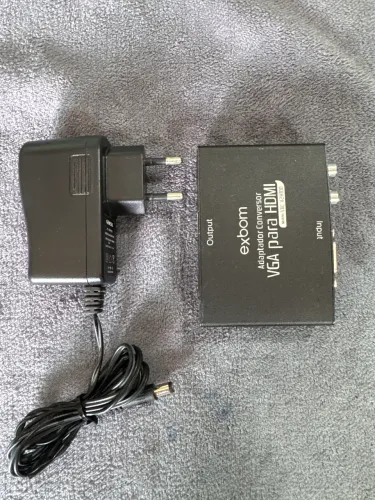 Adaptador Conversor HDMI para VGA com saída de Áudio P2 + Fonte