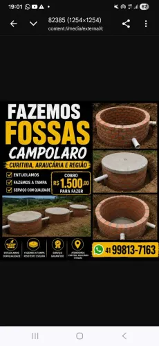 Fazemos fossa de 3 metros por 1.30 por apenas 1500
