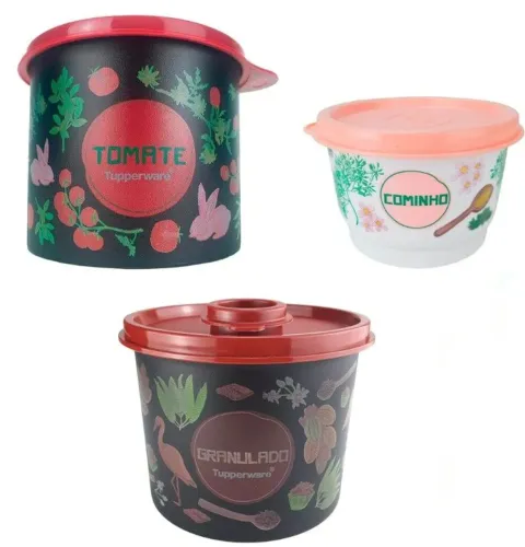 Tupperware floral potinhos tempero original