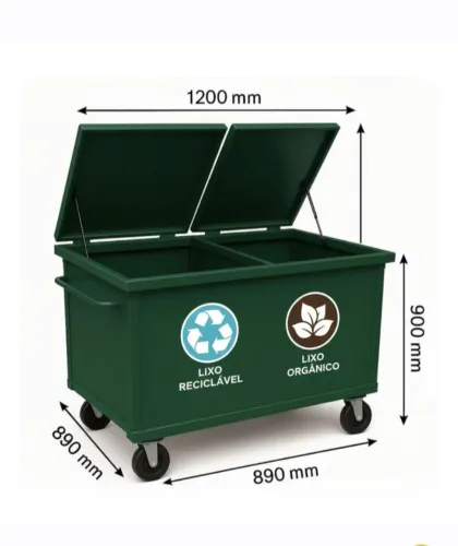 Carrinho pra coleta de lixo . Cap. 1000lts
