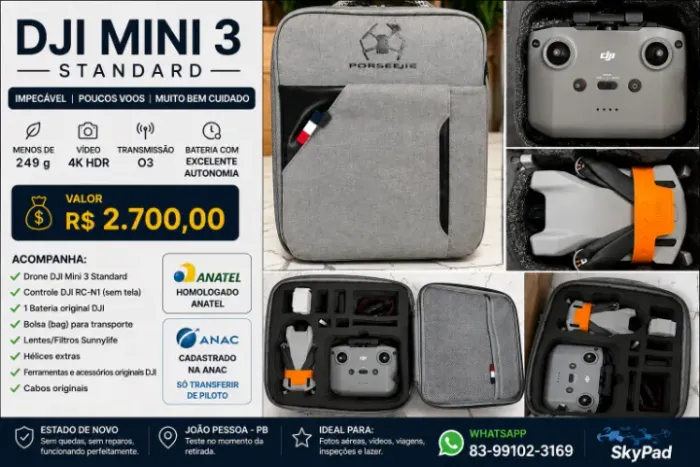 Drone Mini 2 standard com 1 bateria e controle sem tela
