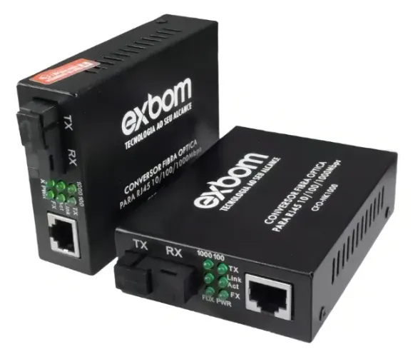 Par Conversor Mídia Fibra Óptica A+b Gigabit 1000 Mbps Rj45