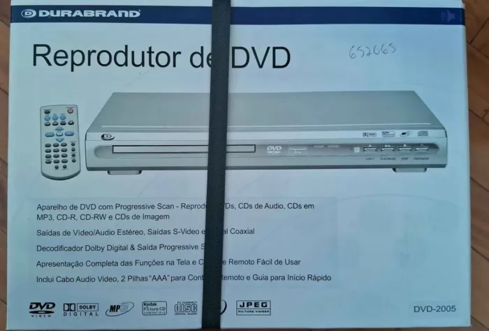 Reprodutor de DVD da marca Durabrand, modelo DVD-2005.