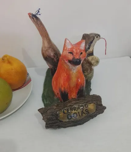 Escultura decorativa 3 em 1 Lobo guará