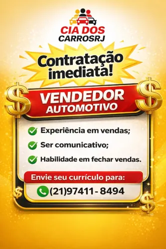 Contratação Imediata - Vendedor Automotivo