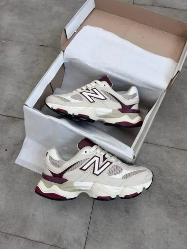 Tênis New Balance 9060 COURO PREMIUM Cor: Branco/Bordo Disponível 38 AO 43