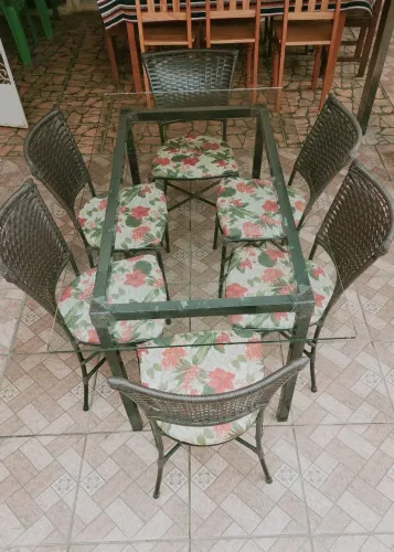 MESA 6 LUGARES - VIDRO TEMPERADO