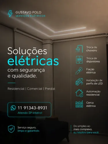 Eletricista 24h, Perfis deChuveiro, Disjuntores, Automação Residencial,Cerca Elétrica