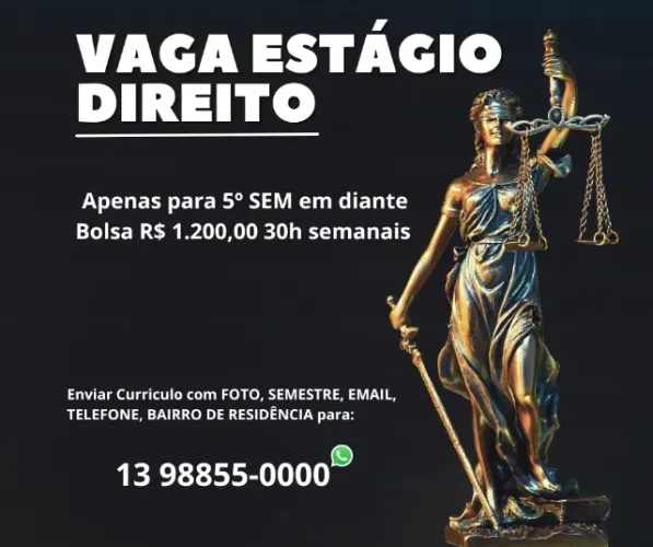 Estágio de Direito 6h SEG-SEX R$ 1.200,00