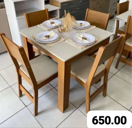 Mesa 4C São Carlos Milena Quadrada 80x80 Freijó/Off White