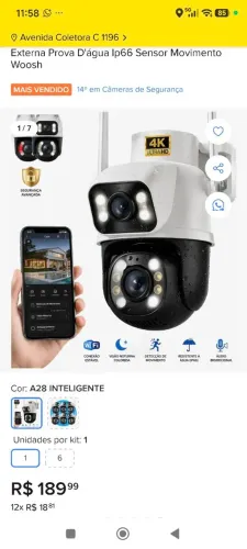 CÂMERA WI FI 2 EM 1 IP NOVA NA CAIXA