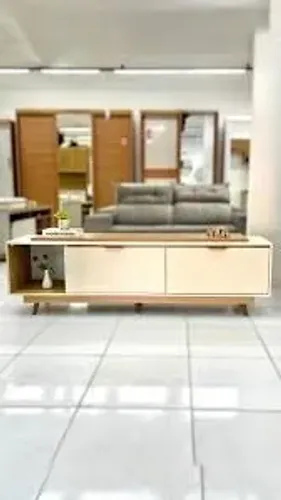 Rack Capri 100% MDF 2 Portas 1 Nicho e Pés Estilo Retrô