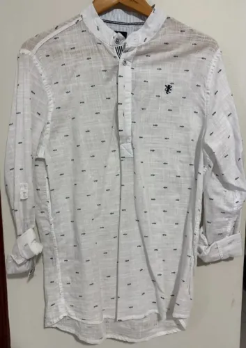 Camisa  estilo bata, gola padre, Paco, tamanho M