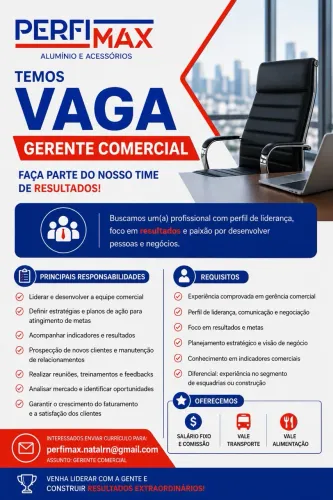 Vaga para gerente comercial