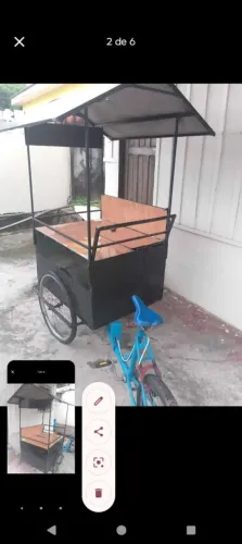 Carrinho de lanche móvel com bicicleta 
