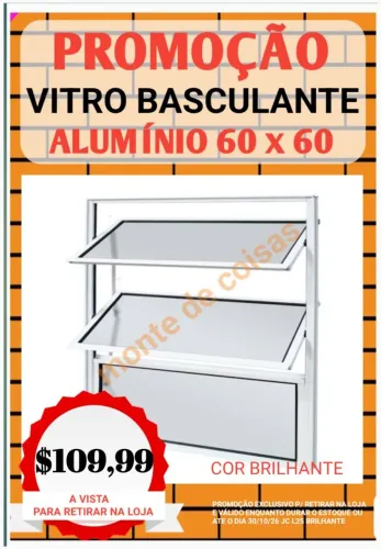 VITRO BASCULANTE ALUMÍNIO BRILHANTE 60 x 60CM